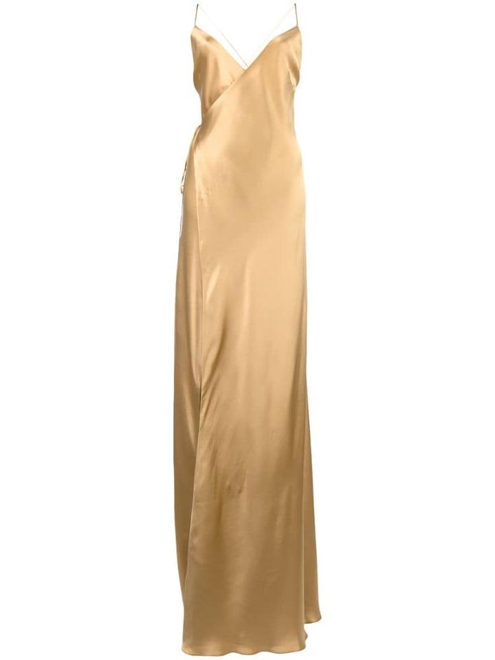 Michelle Mason Strappy Wrap Gown - Gold