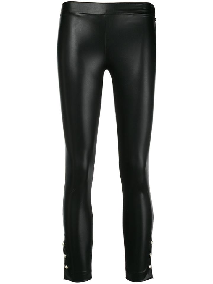 Twin-set Faux Leather Cropped Trousers - Black