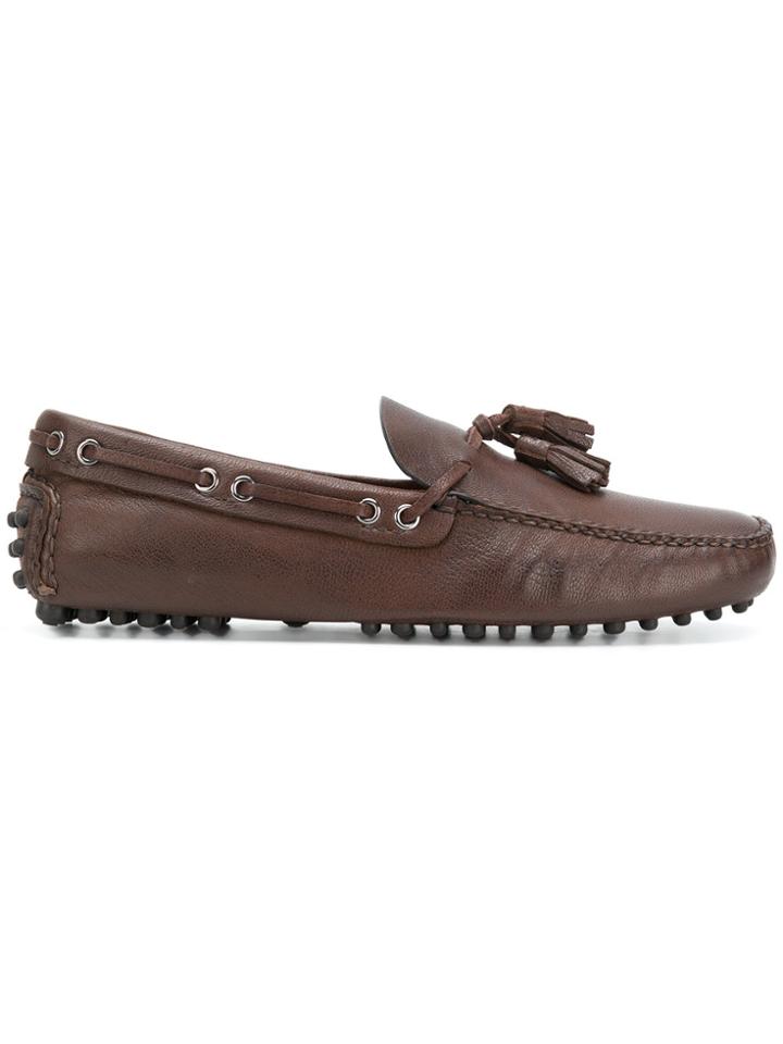 Car Shoe Tassle Slip-on Loafers - Brown