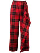Monse Checked Wide Leg Trousers - Red/black