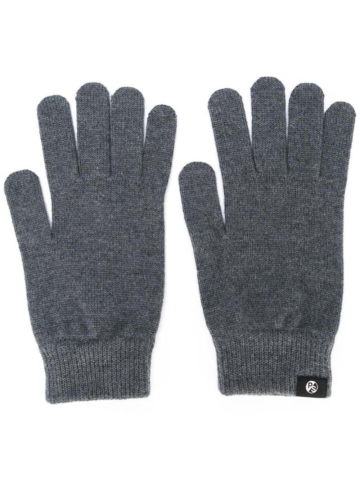 Ps By Paul Smith Knit Gloves, Men's, Grey, Merino
