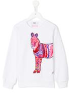 Msgm Kids Beaded Horse Sweatshirt, Girl's, Size: 12 Yrs, White