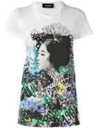 Dsquared2 Graffiti Geisha Print T-shirt - White
