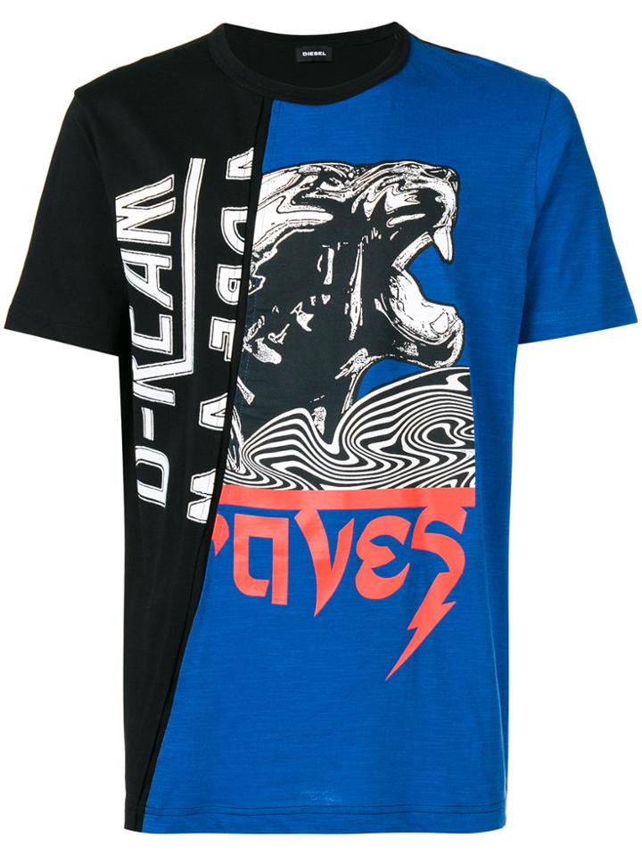 Diesel Printed Two-tone T-shirt - Black