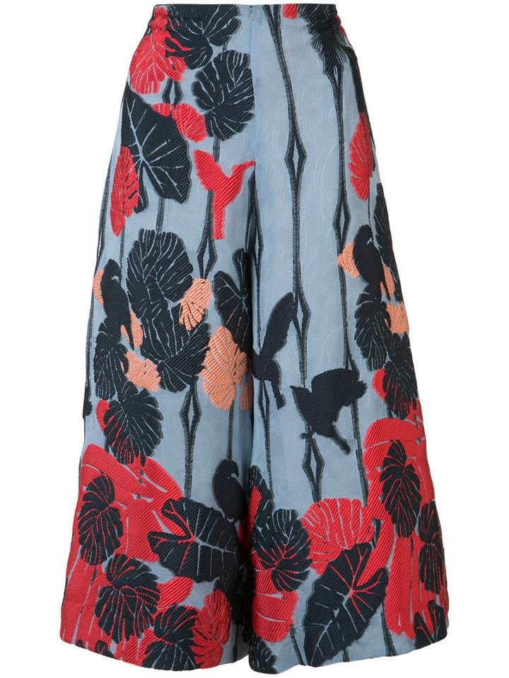 Yigal Azrouel - Hummingbird Print Trousers - Women - Polyester/viscose - 8, Women's, Blue, Polyester/viscose