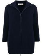 Lamberto Losani Zip-front Ribbed Knit Cashmere Cardigan - Blue