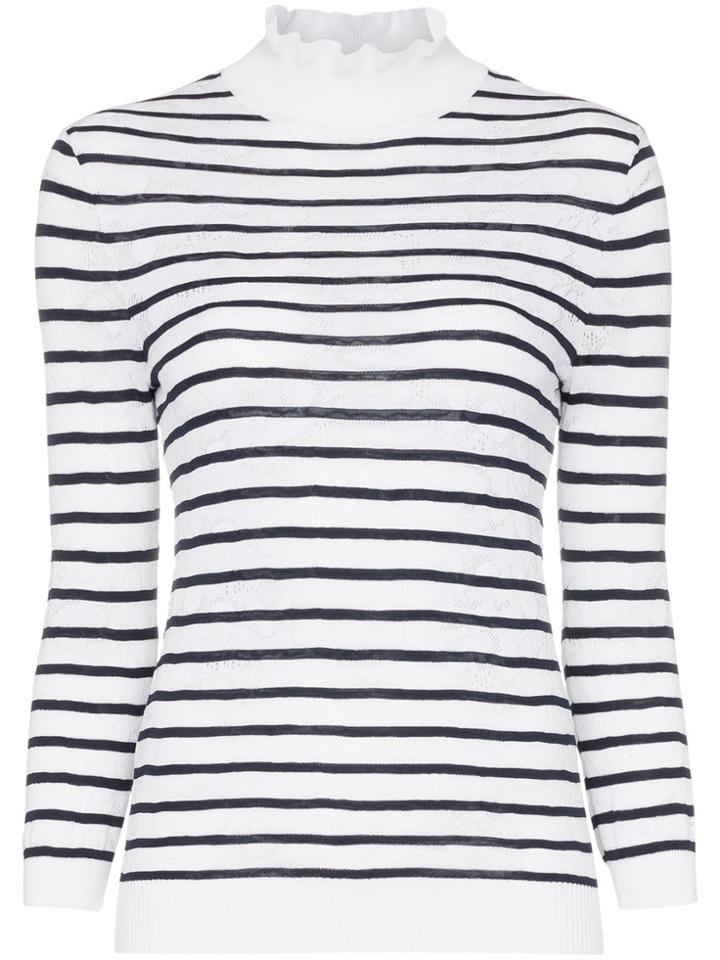 Chloé Turtleneck Striped Cotton Blend Jumper - White