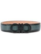 Salvatore Ferragamo Gancini Embossed Belt - Black