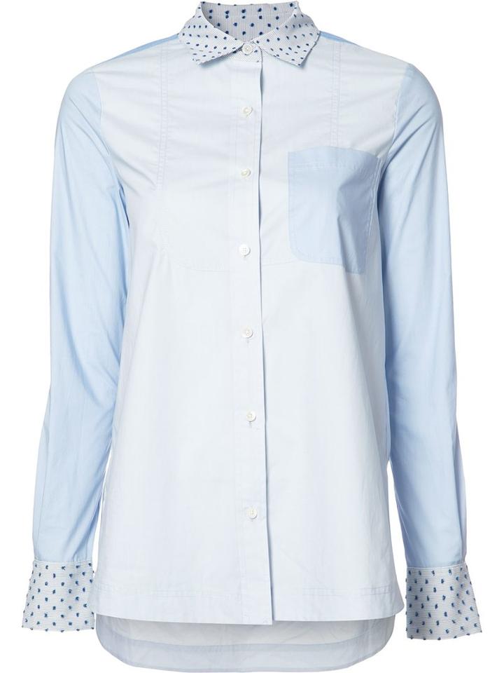 Derek Lam 10 Crosby Embroidered Dots Shirt, Women's, Size: 2, Blue, Cotton