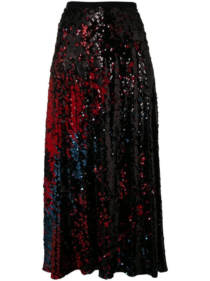 Talbot Runhof Sequined Midi Skirt - Black