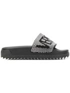 Versus Crystal Embellished Slides - Black