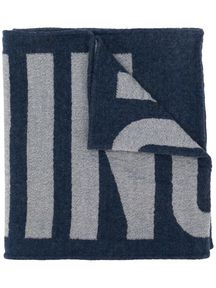 Moschino Logo Embroidered Scarf - Blue