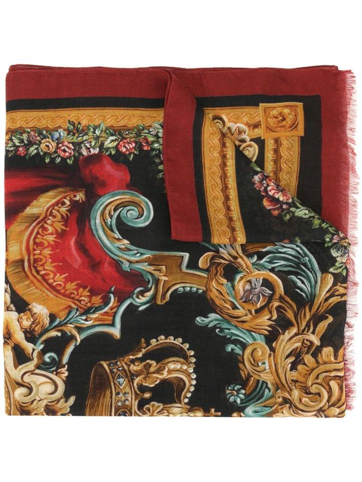 Dolce & Gabbana Baroque Print Scarf - Red