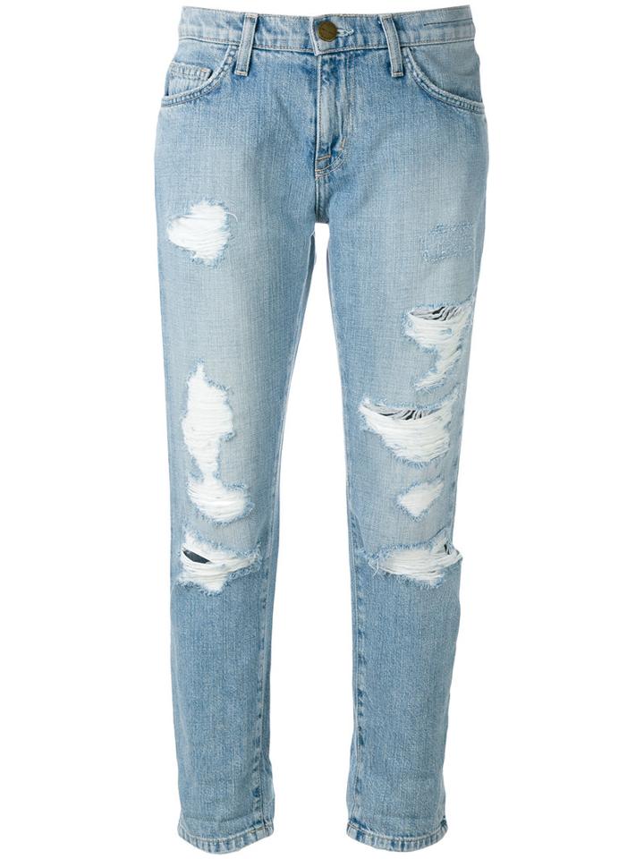 Current/elliott Cropped Distressed Jeans, Women's, Size: 29, Blue, Cotton