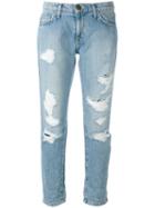 Current/elliott Cropped Distressed Jeans, Women's, Size: 29, Blue, Cotton