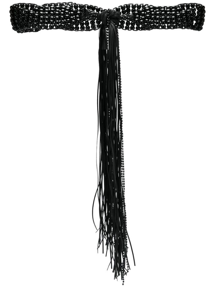 Twin-set Beaded Fringe Belt - Black