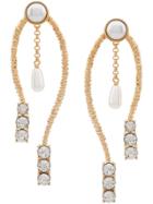 Alberta Ferretti Drop Down Crystal Earrings - Gold