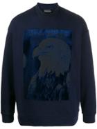 Emporio Armani Glittery-eagle Print Sweatshirt - Blue