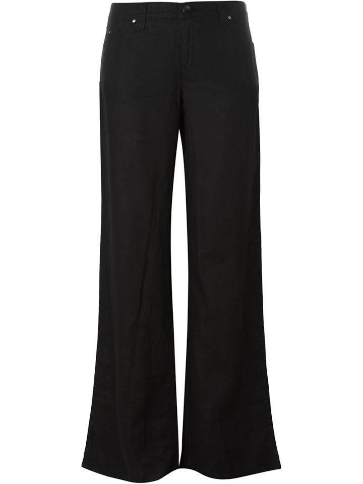 Armani Jeans Wide-leg Trousers, Women's, Size: 28, Black, Linen/flax