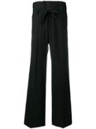 Maison Flaneur High Waisted Flared Trousers - Black