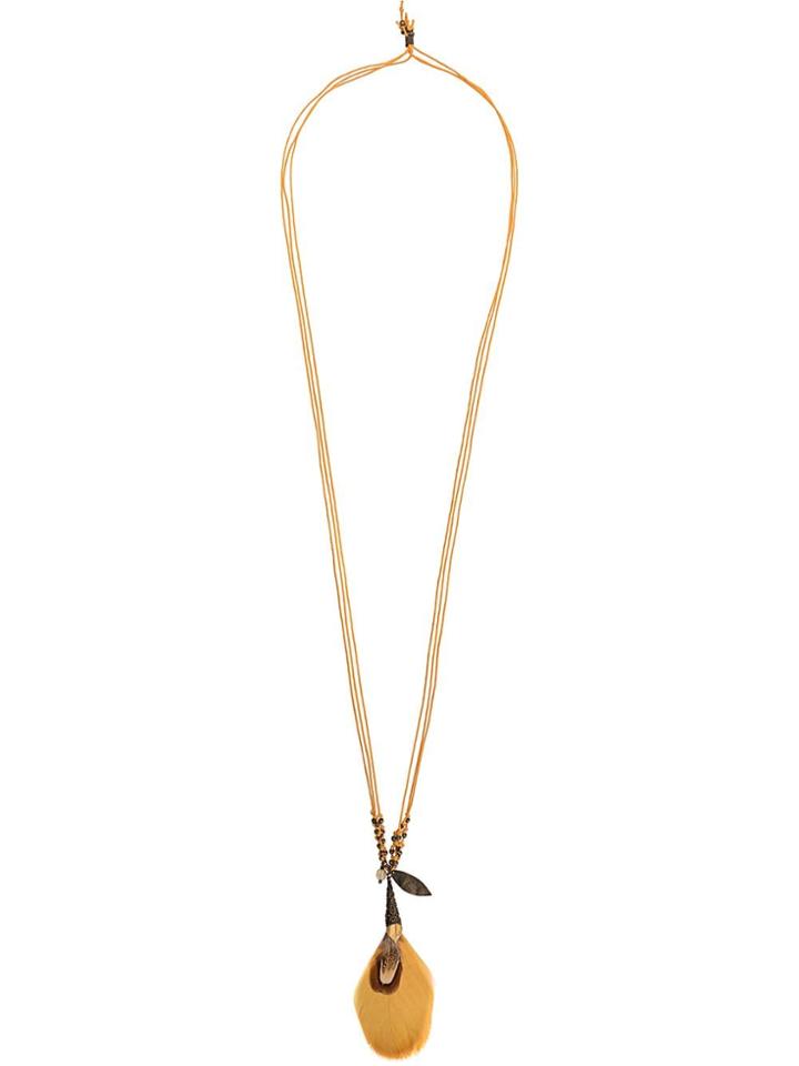 Forte Forte Long-drop Feather Necklace - Yellow