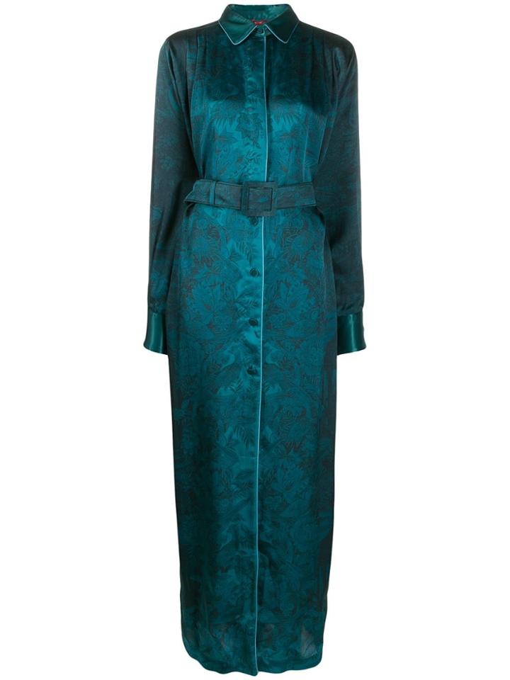 F.r.s For Restless Sleepers Belted Floral Gown - Blue