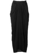 Rick Owens Lilies Gathered Ruffled Skirt, Women's, Size: 44, Black, Cotton/polyamide/viscose