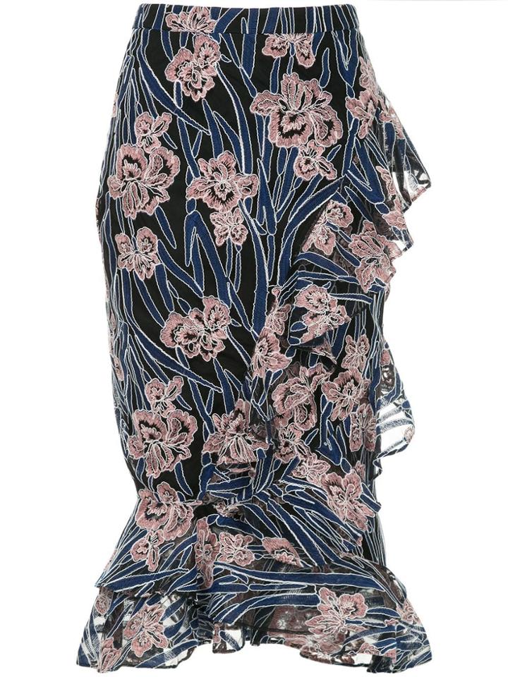 Rachel Gilbert Embroidered Ruffle Skirt - Multicolour