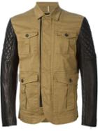 Dsquared2 Contrasting Sleeves Jacket, Men's, Size: 48, Brown, Leather/cotton/spandex/elastane