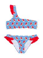 Mc2 Saint Barth Kids Striped Watermelon Print Bikini - Multicolour