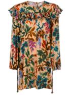 Philosophy Di Lorenzo Serafini Plants Print Longsleeved Dress, Women's, Size: 44, Nude/neutrals, Rayon