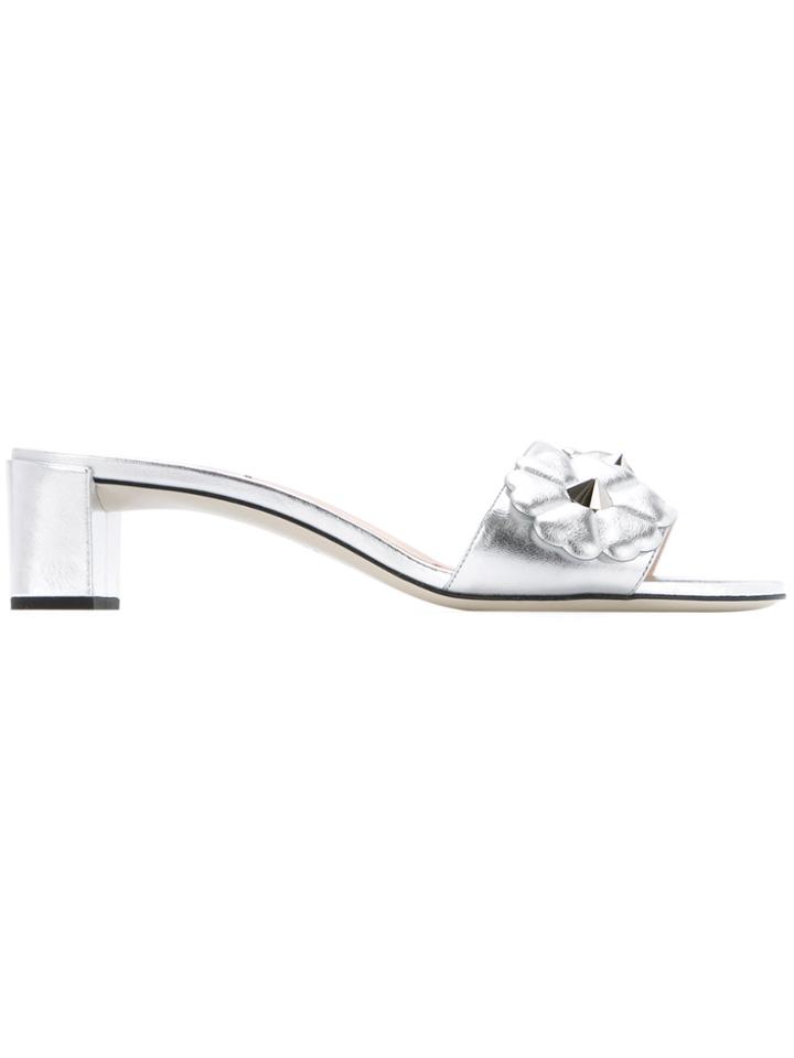 Fendi Floral Applique Sandals - Metallic
