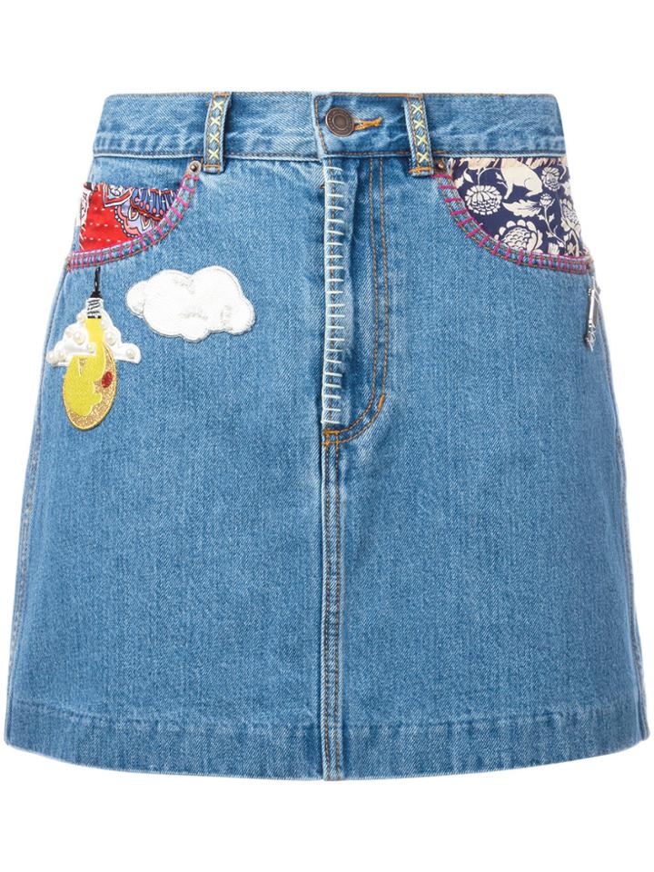 Marc Jacobs Raw Edge Denim Mini Skirt - Blue