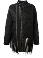 Liska Goat Fur Pocket Padded Coat, Women's, Size: Medium, Black, Goat Fur/polyester
