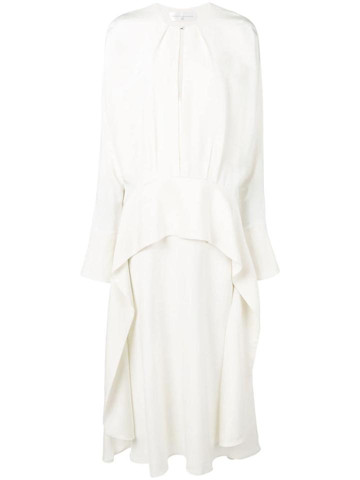 Victoria Victoria Beckham Long Sleeve Drape Dress - White