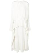 Victoria Victoria Beckham Long Sleeve Drape Dress - White