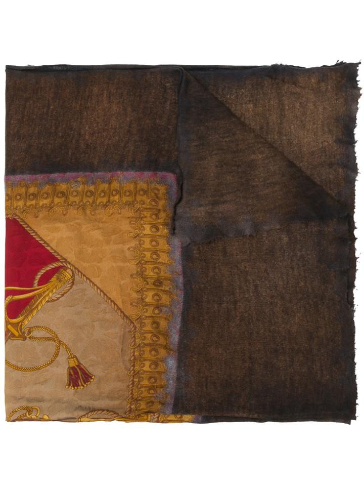 Avant Toi Patterned Scarf - Yellow & Orange