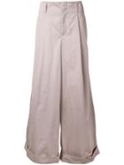 Katharine Hamnett Turn Up Hem Palazzo Pants, Women's, Size: 38, Beige, Cotton