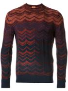 Missoni - Zigzag Striped Jumper - Men - Wool - 48, Brown, Wool