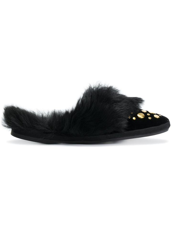 Car Shoe Studded Mules - Black