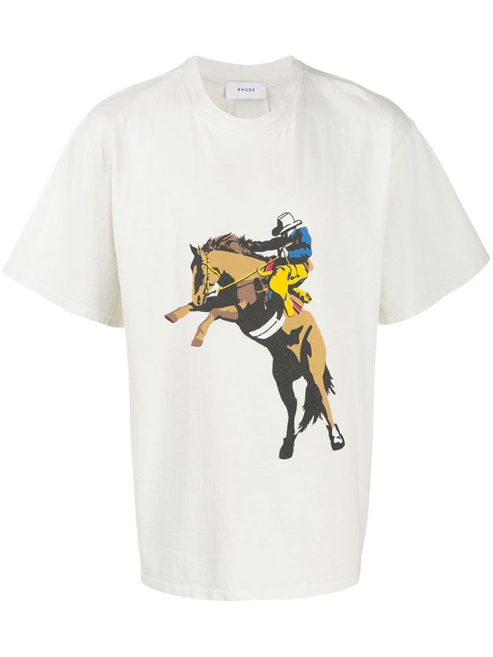 Rhude Cowboy Print T-shirt - Neutrals