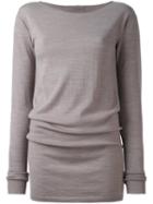 Rick Owens Boat Neck Jumper, Women's, Size: Medium, Grey, Virgin Wool