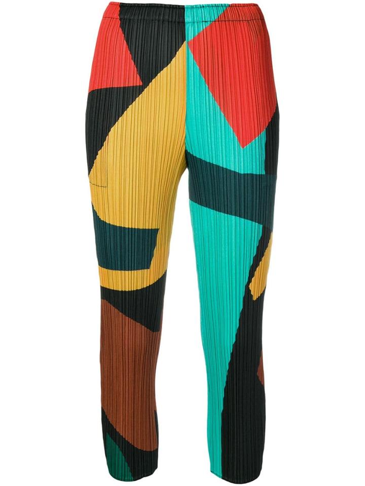 Pleats Please By Issey Miyake Micro-pleated Colour-block Leggings -