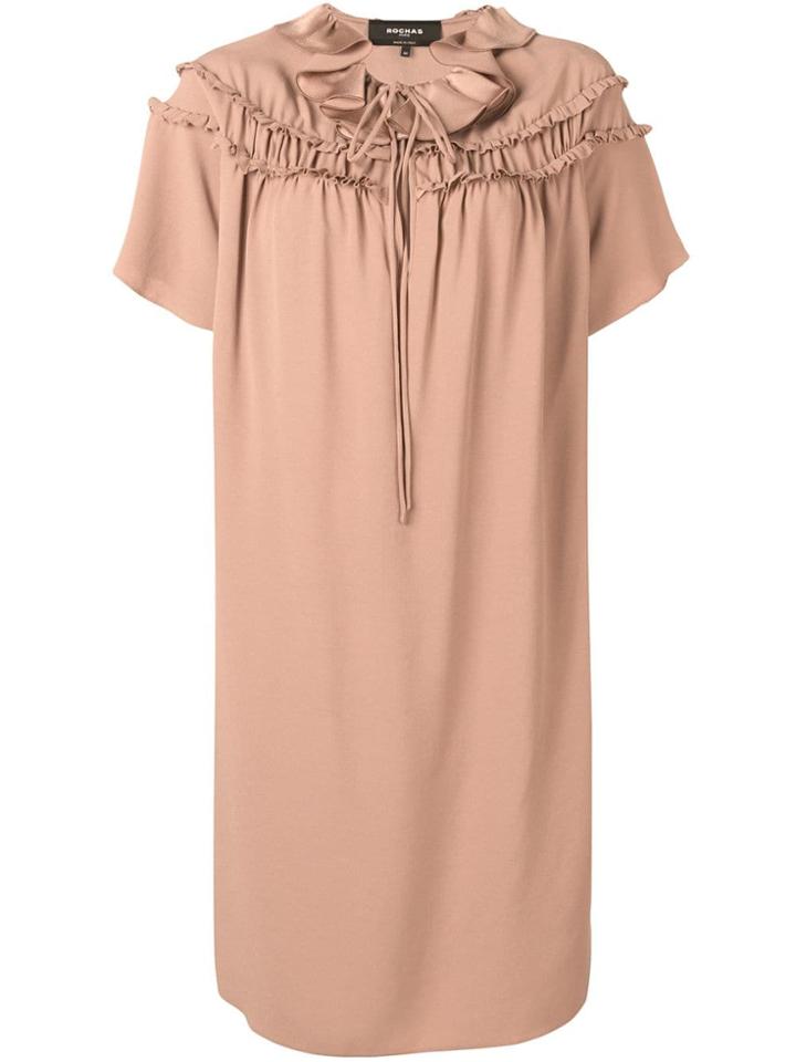 Rochas Ruffle Shift Dress - Neutrals