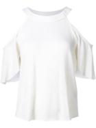 The Elder Statesman Cold Shoulder Top, Women's, Size: Medium, White, Silk/cashmere