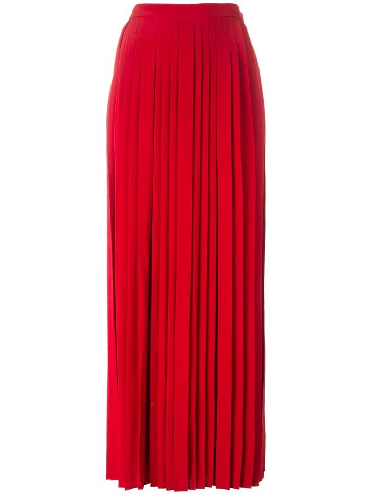 Tory Burch Long Pleated Skirt, Women's, Size: 4, Red, Silk