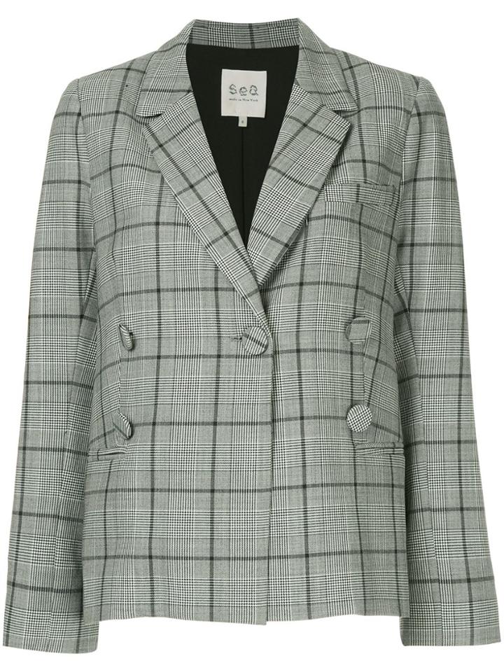 Sea Bacall Plaid Blazer - Grey
