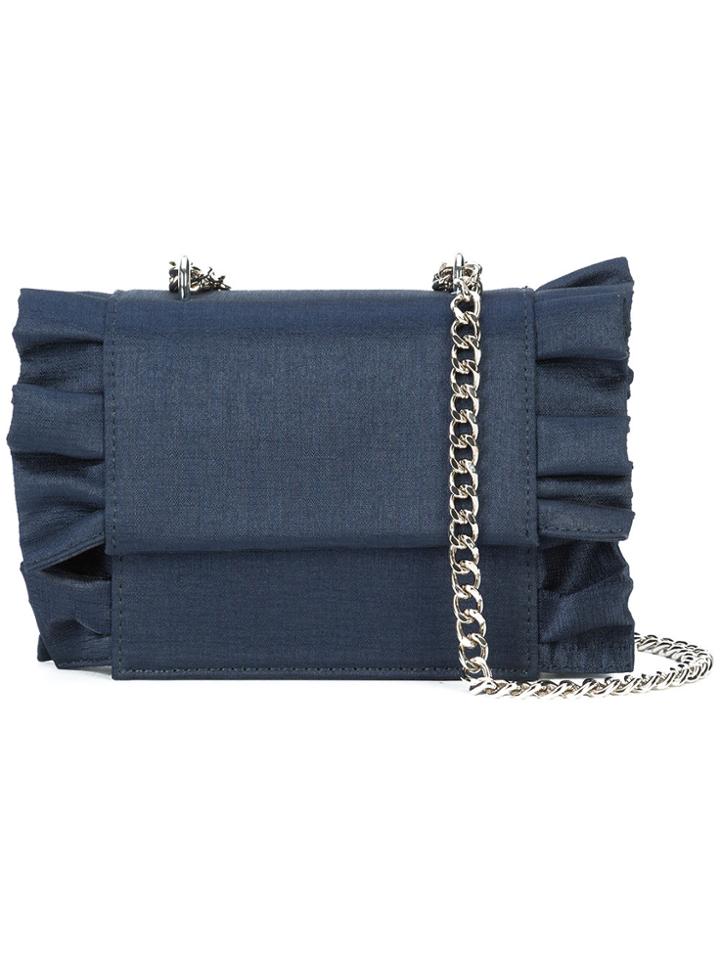 Christian Siriano Small Ruffled Chain Shoulder Bag - Blue