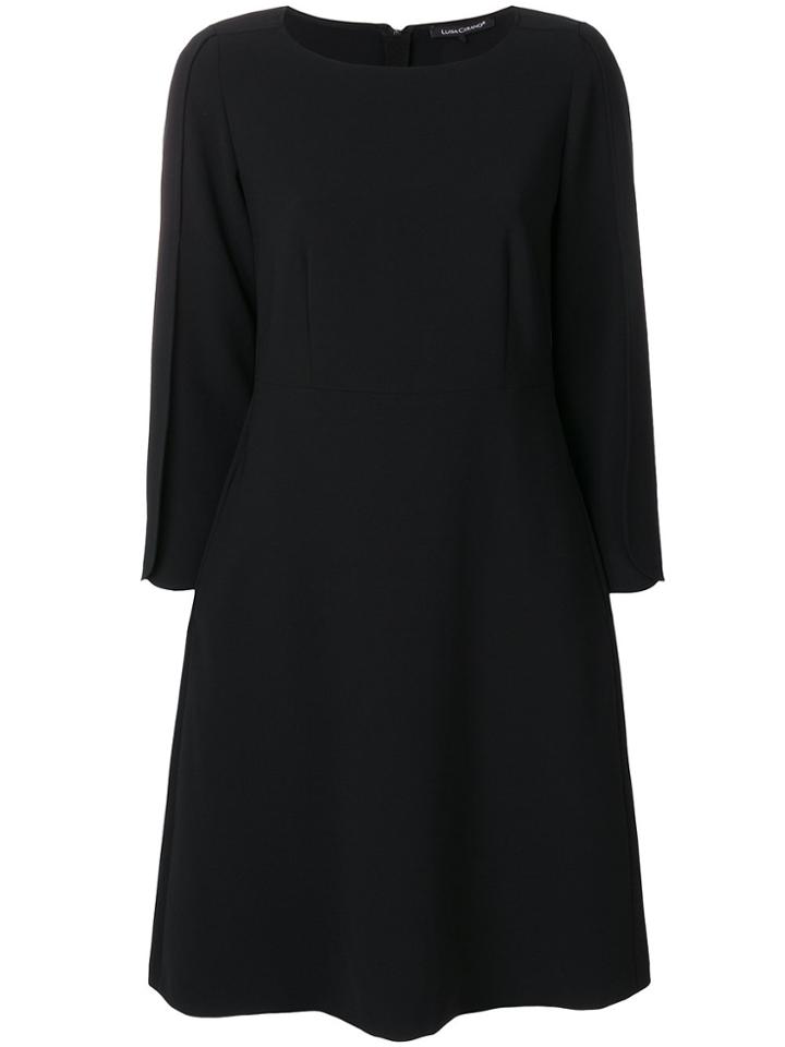 Luisa Cerano Round Neck Shift Dress - Black
