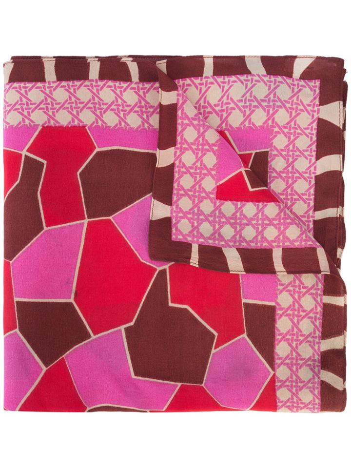 A Peace Treaty Geometric Print Scarf - Pink & Purple